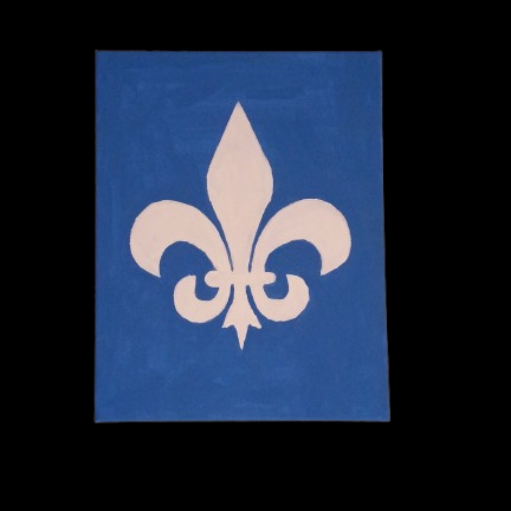 Handmade White Fleur De Lis Blue Wall Art Canvas Painting Home Decor 11x14 New - Picture 3 of 3